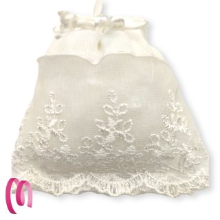 PuntoCasaStore 10 X Sacchetto Portaconfetti Tulle Bianco Ricamato 9x10,5 cm  Bomboniera Comunione Matrimonio