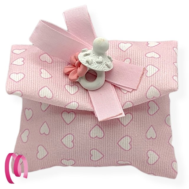 Pochette portaconfetti Baby Rosa con fiocco e ciuccio gessetto SAF904R a partire da 3,24 € NastriPortaconfetti