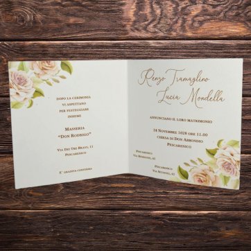 Partecipazione Matrimonio quadrata con stampa Fiori