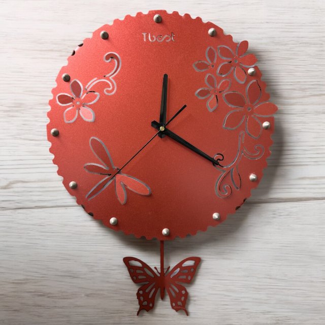 Orologio Pendolo 3D al quarzo Farfalle in metallo Rosso Metallizato 11818 a partire da 59,00 € ETM